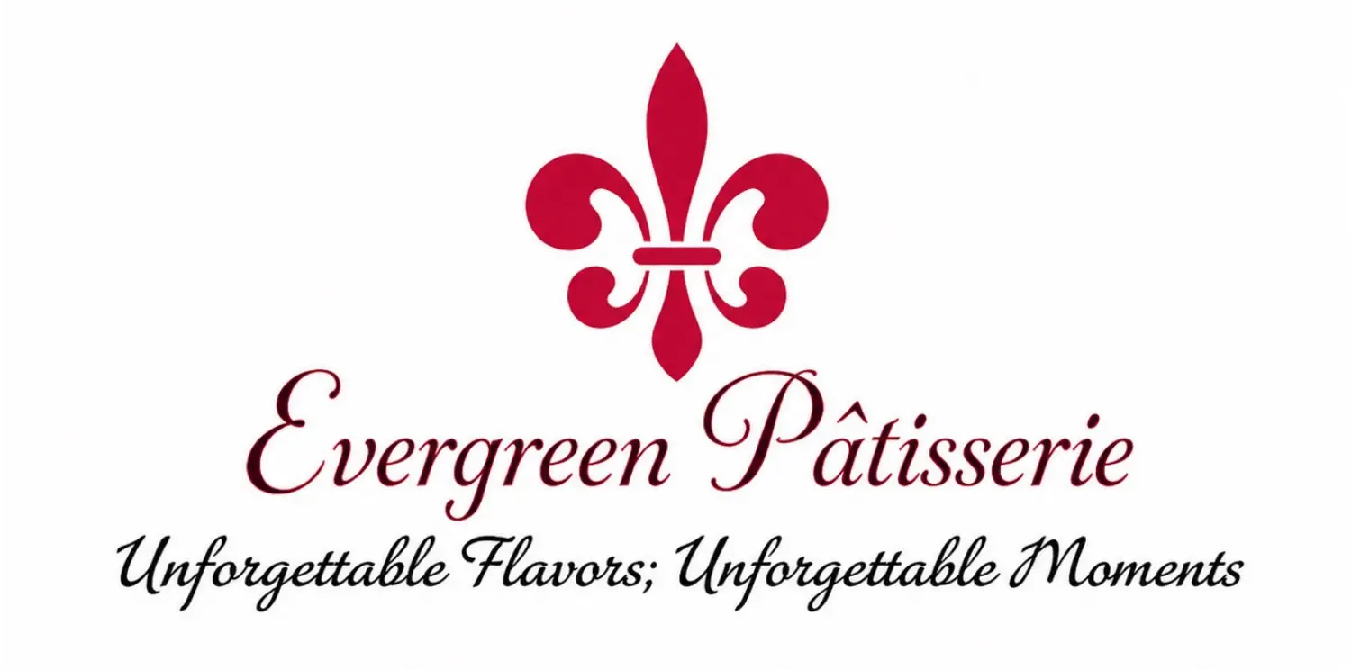 evergreen patisserie slogan logo with accent